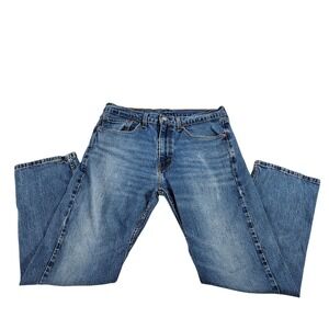 Levis 505 Regular Fit Straight Leg Jeans Mens 34x30 Medium Wash Blue Denim